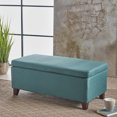 thumbnail image 4 of Storage Ottoman, Upholstered Fabric Ottoman with Storage, Storage Bench with Safety Hinge, for Entryway Living Room  Bedroom, Teal, 4 of 8