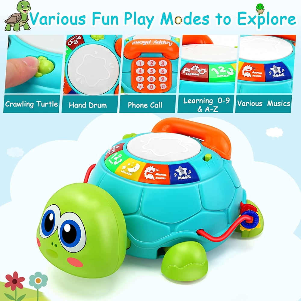 MesaSe Musical Turtle Baby Tummy Time Infant Crawling Toy Boys Girls Development Toy, Baby Gifts for 1-2 Yr Toddler Easter Christmas