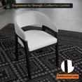 thumbnail image 3 of LeisureMod Leather Dining Arm Chair with Rubberwood Legs and U-Shaped Open Back Design Accent Kitchen Chair for Modern Home Cali Collection, White Set of 2, 3 of 12