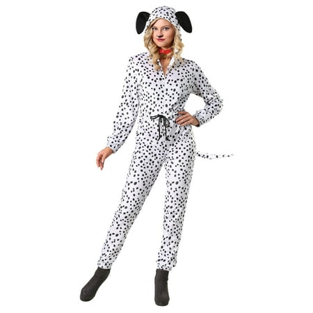 Women's Plus Size Cozy Dalmatian Jumpsuit Costume