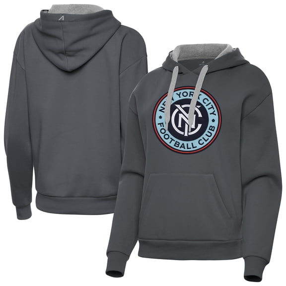 Women's-Antigua  Charcoal New York City FC Victory Pullover Hoodie