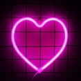 thumbnail image 1 of 1 letrero de neón de corazón rosa, luz de neón LED alimentada por batería o USB para fiesta, lámpara de decoración del hogar, luz de decoración de mesa y pared para decoración, 1 of 5
