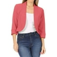 thumbnail image 2 of BODOAO Women's Casual 3/4 Sleeve Bolero Open Front Cardigan Jacket Work Office Blazer,Lightweight Cropped Cardigan Coat Solid Color Three Quarter Sleeve Sleeve Cardigan Short Small Coat Rose Gold S, 2 of 6