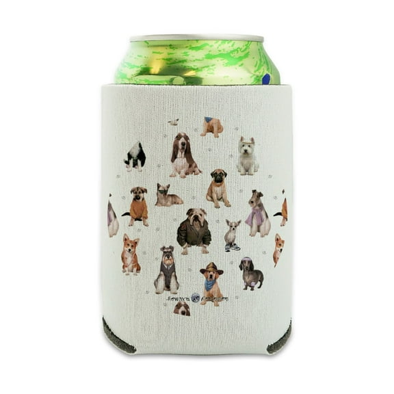 Cool Dogs in Outfits Paw Print Pattern Can Cooler - Drink Sleeve Hugger Collapsible Insulator - Beverage Insulated Holder