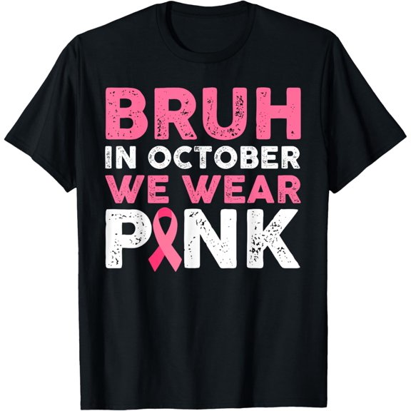 Bruh In October We Wear Pink Breast Cancer Awareness Boys T-Shirt