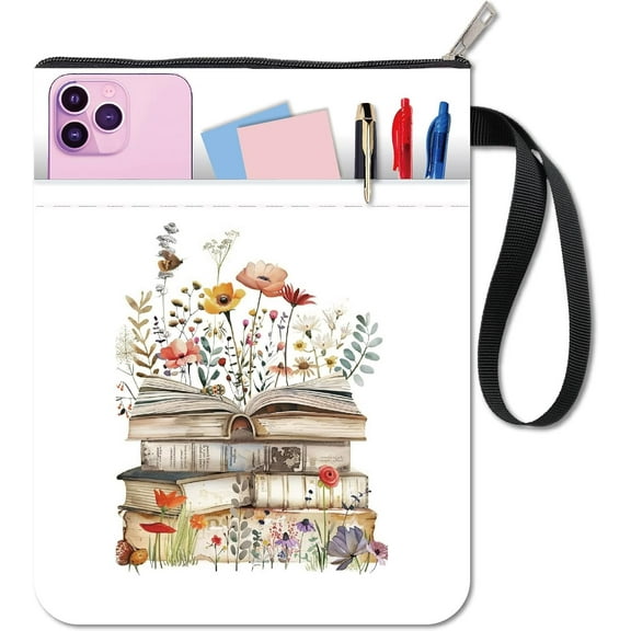 1pc Book Sleeve Book Cover for Paperbacks 11 X 8.7In Double Sided Books Cloth Zipper Front Pocket Washable Fabric Holder Case Bookish Protector Pouch for Hardcover Notebooks Readers Themed Gifts