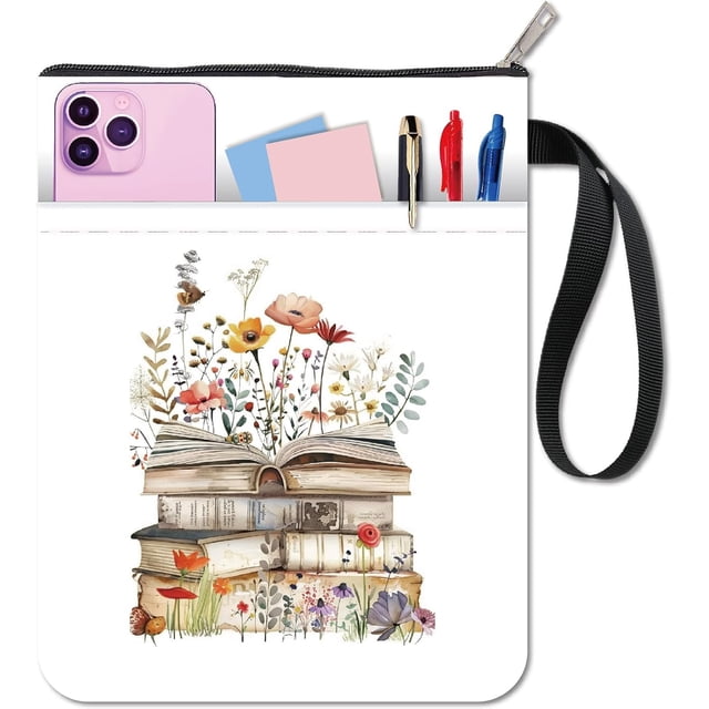Funda protectora para libros de bolsillo de 28 x 22 cm (11 x 8,7 pulgadas), doble cara, con cremallera frontal, bolsillo lavable, estuche de tela.