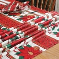 thumbnail image 5 of Christmas Tablecloth Square, Classical Red Table Cloth with Sled, Poinsettias and Bell Decorations, Heavy Weight & Spillproof Table Cover for Dining, Party Indoor and Outdoor 52×52 Inch, 5 of 6