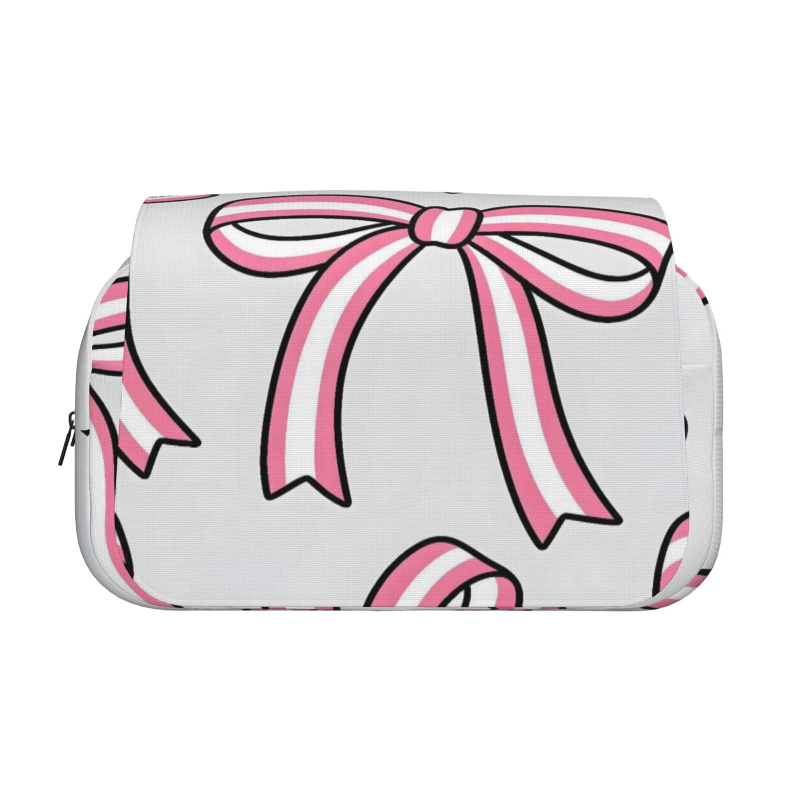 Large-Capacity Flip-Top Double-Layer Pencil Case, Multi-Functional Pocket Pen Case, Durable Stationery Organizer Pink And White Bows
