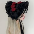 thumbnail image 2 of Slccxzc Sweet Lolita Hat with Tassels and Lace Decor Victorian Hat Self-Tied Headscarf for Tea Party, 2 of 7