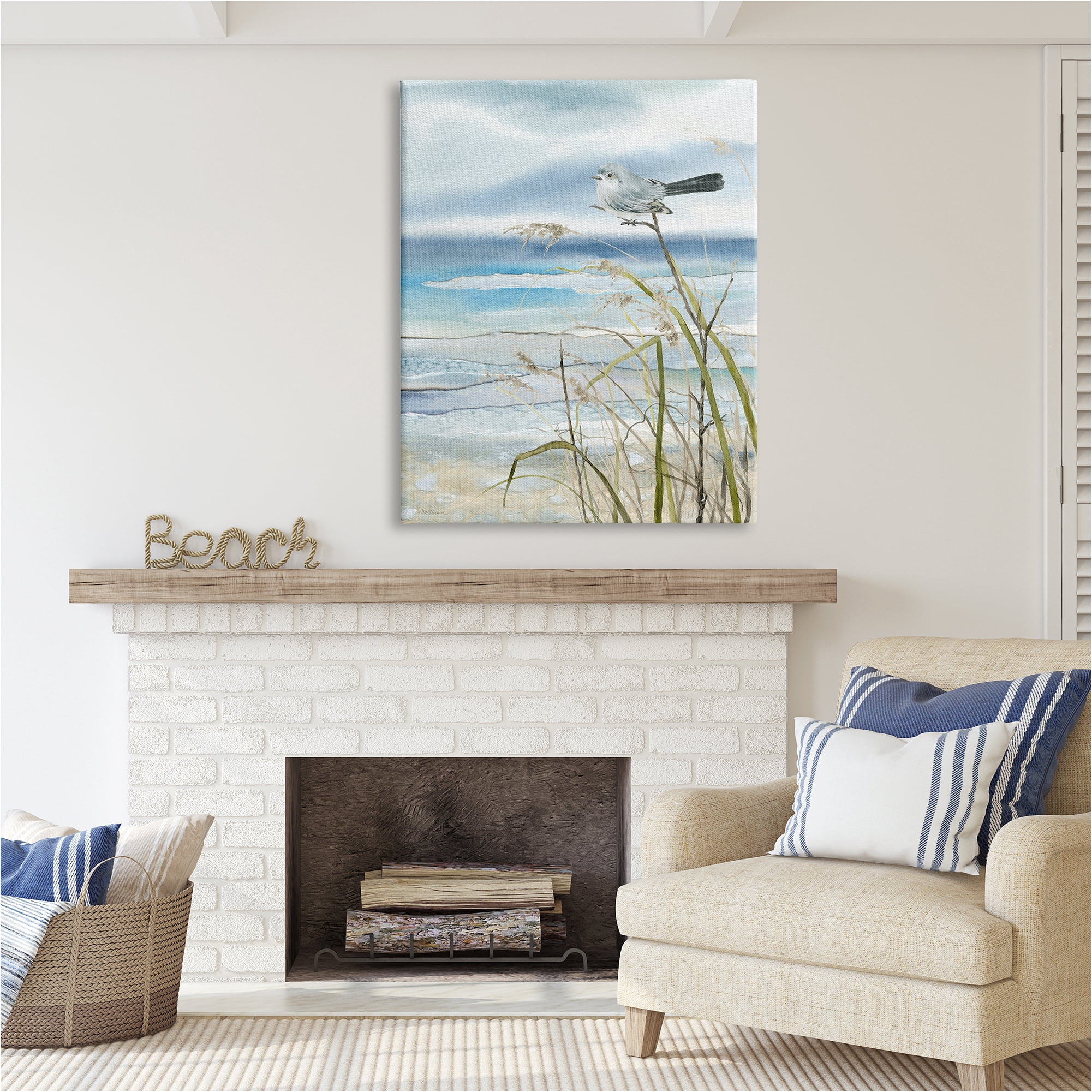Stupell Industries Bird & Abstract Beach Animals & Insects Painting Gallery Wrapped Canvas Art Print Wall Art, 36 x 48