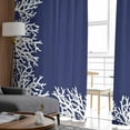 thumbnail image 4 of Coastal Coral Semi Sheer Curtains 63 Inch Length 2 Panels Set, Navy Blue Ocean Marine Nautical Beach Sheer Kitchen Curtain Privacy Voile Window Curtain for Living Room Bedroom Rod Pocket Drapes, 4 of 7