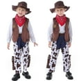 thumbnail image 4 of Toddler kids Outfit Sets Pirate Captain Role Playing Suit with Vest shirt pants scarf hat set kids boys girls Holiday Party Outfit Sets,4 piece, 4 of 6