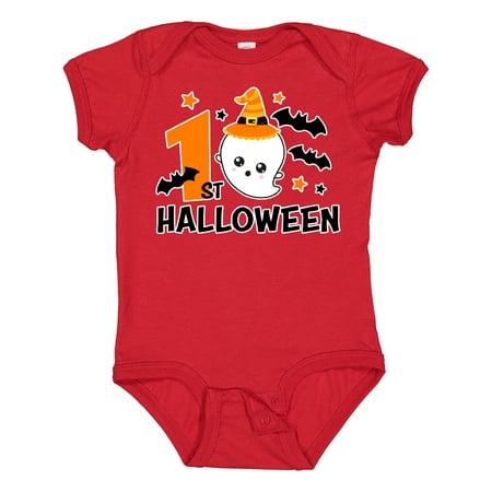 

Inktastic 1st Halloween with Ghost and Bats Boys or Girls Baby Bodysuit