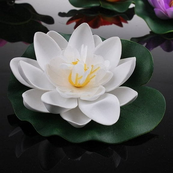 Ghojet 4PCS Water Feature Artificial Floating Lotus Flowers, Pond Planter Realistic Water Lily Flower/Lotus Ornaments for Garden Pond Aquarium Fish Tank Decoration