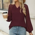 thumbnail image 5 of AELand Women's Long Sleeve Shirts V-Neck Lace Tops 2025 Spring Fashion Clothes Knitted Y2k Blouses, 5 of 7