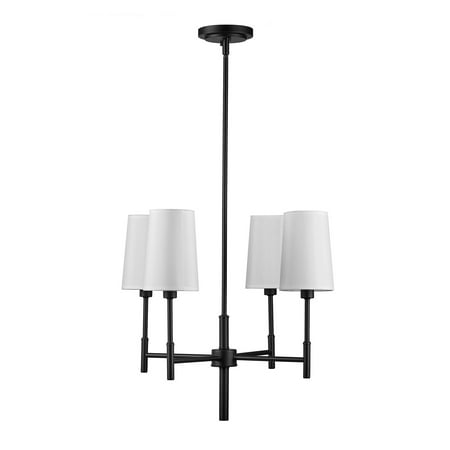 

Globe Electric Ronnie 4-Light Matte Black Chandelier with White Fabric Shade 61254