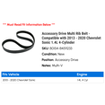 thumbnail image 2 of Accessory Drive Multi Rib Belt - Compatible with 2013 - 2020 Chevy Sonic 1.4L 4-Cylinder 2014 2015 2016 2017 2018 2019, 2 of 2