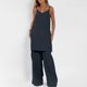 thumbnail image 2 of Conjunto de Pantalones Cortos de Verano con Cuello en V, Blusa sin Mangas Y Pantalones de Bolsillo Sueltos, Traje Casual de 2 Piezas para Mujeres, Conjunto de Mezcla de Algodón de Lavado a Mano, 2 of 9