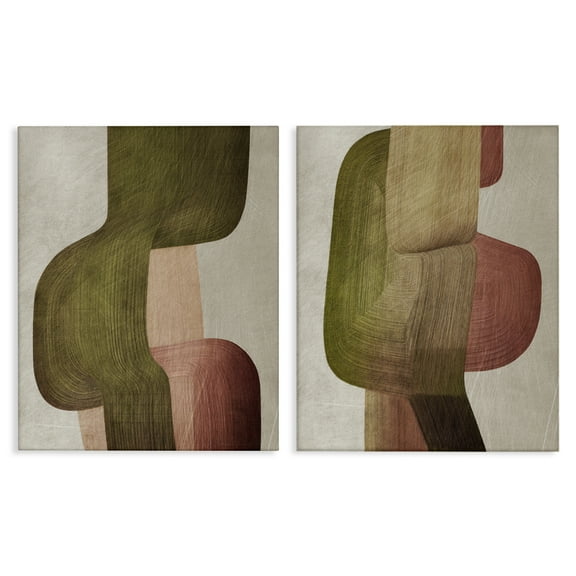 Stupell Industries Metal Brush Curvatures 2 Piece Canvas Wall Art Set design by 1x, 20 x 16
