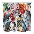 thumbnail image 1 of Cortina de ducha de Baño de tela de poliéster ABPHQTO Plato de marisco 160x180 cm, 1 of 1