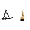 thumbnail image 1 of Estatua de fuego abstracta de pensador, figura de escritorio, adorno de arte moderno, diseño hueco único elaborado con material resistente y liviano,, 1 of 8