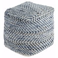 thumbnail image 1 of Signature Design by Ashley Handmade Chevron Square Pouf/Ottoman in Denim Blue, 1 of 5