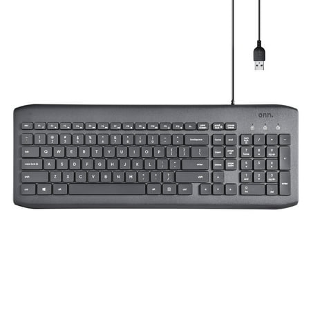 onn. usb computer keyboard with 104-keys  5 ft cable  windows and mac compatible  gray