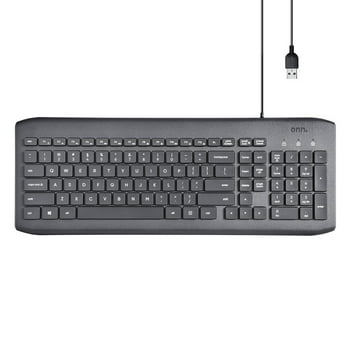 onn. USB Computer Keyboard with 104-Keys, 5 ft Cable, Windows and Mac Compatible, Gray
