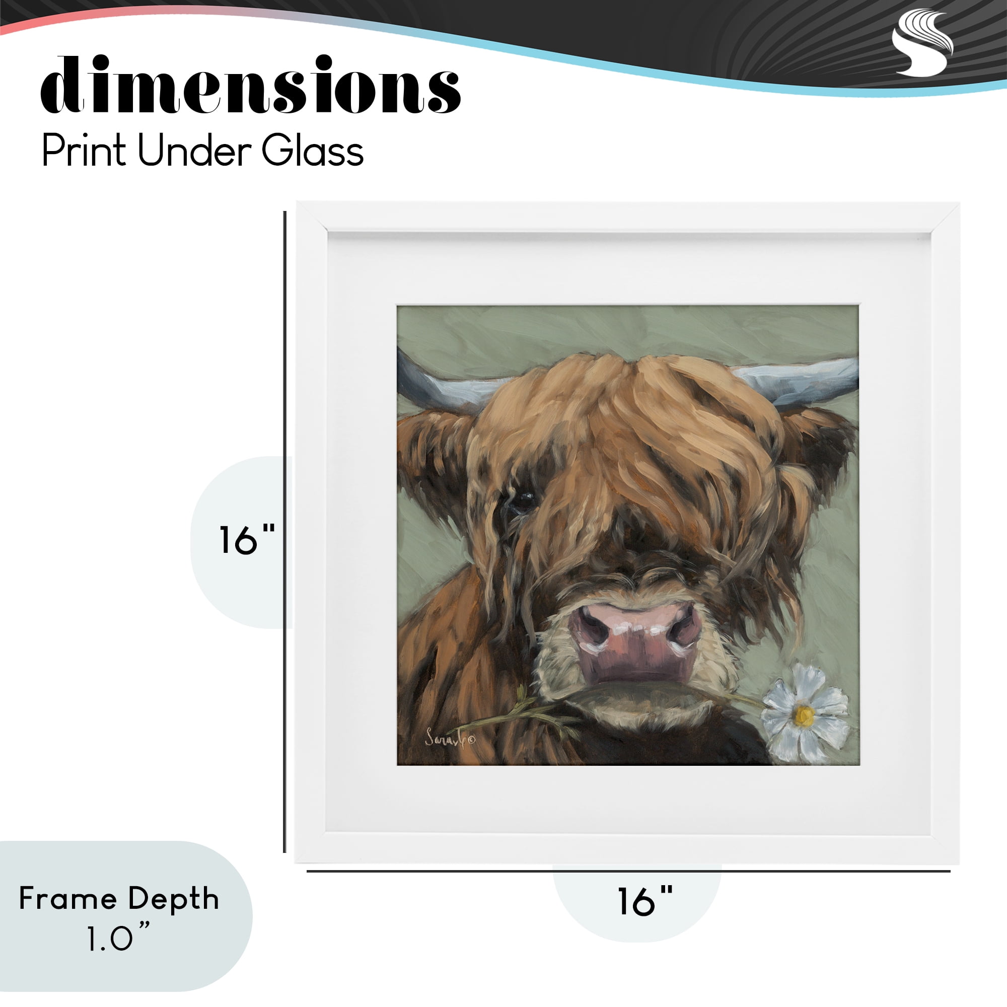 Stupell Industries Blossom Babe Cattle White Framed Print Under Glass, design by Sara G. Designs