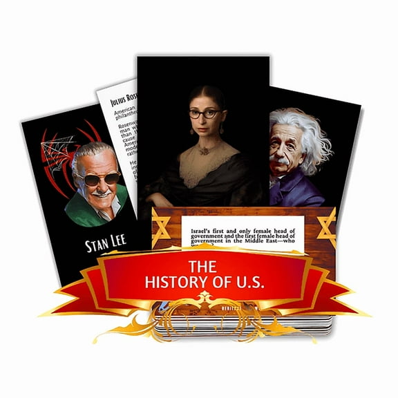 Jewish History Month Educational Trivia & Flashcards on Arts & Culture, Sports, STEM, Activism & More, 60-PCS