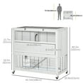 thumbnail image 3 of PawHut 42.5" Wooden Rabbit Hutch with Wheels, Bunny House Indoor, White, 3 of 10