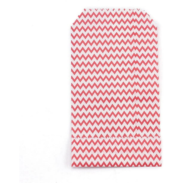100 bolsas de papel kraft blancas sin asas, con estampado ondulado, ideales para bodas, fiestas, cumpleaños o como regalo. Medidas: 15 x 8,3 x 0,02 cm.