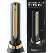 KITCHEN GURU Premium Electric Wine Bottle Opener Foil Cutter - USB Charging Base - Stylish, Ergonomic, and Rechargeable Wine Corkscrew - Ideal for Home, Kitchen, Gifting - Effortless Cork Removal
