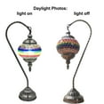 thumbnail image 6 of SILVERFEVER Mosaic Turkish Lamp Moroccan Glass Swan Neck Lantern for Table Desk Bedside Bronze Base Bundle with E12 Light Bulb Rainbow Colors, 6 of 11