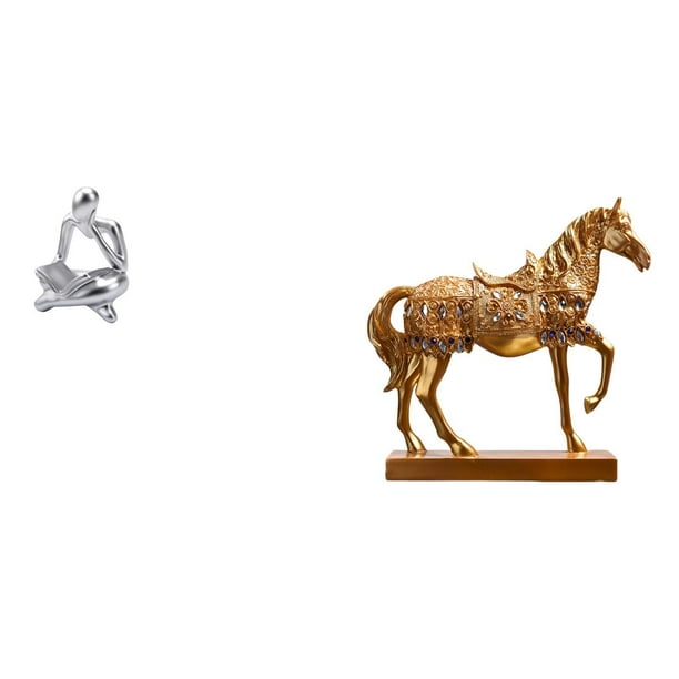 Juego de figuras de lector abstracto con decoración de figura humana de resina, estatua de pensador abstracto, figura de caballo, decoraciones colecci