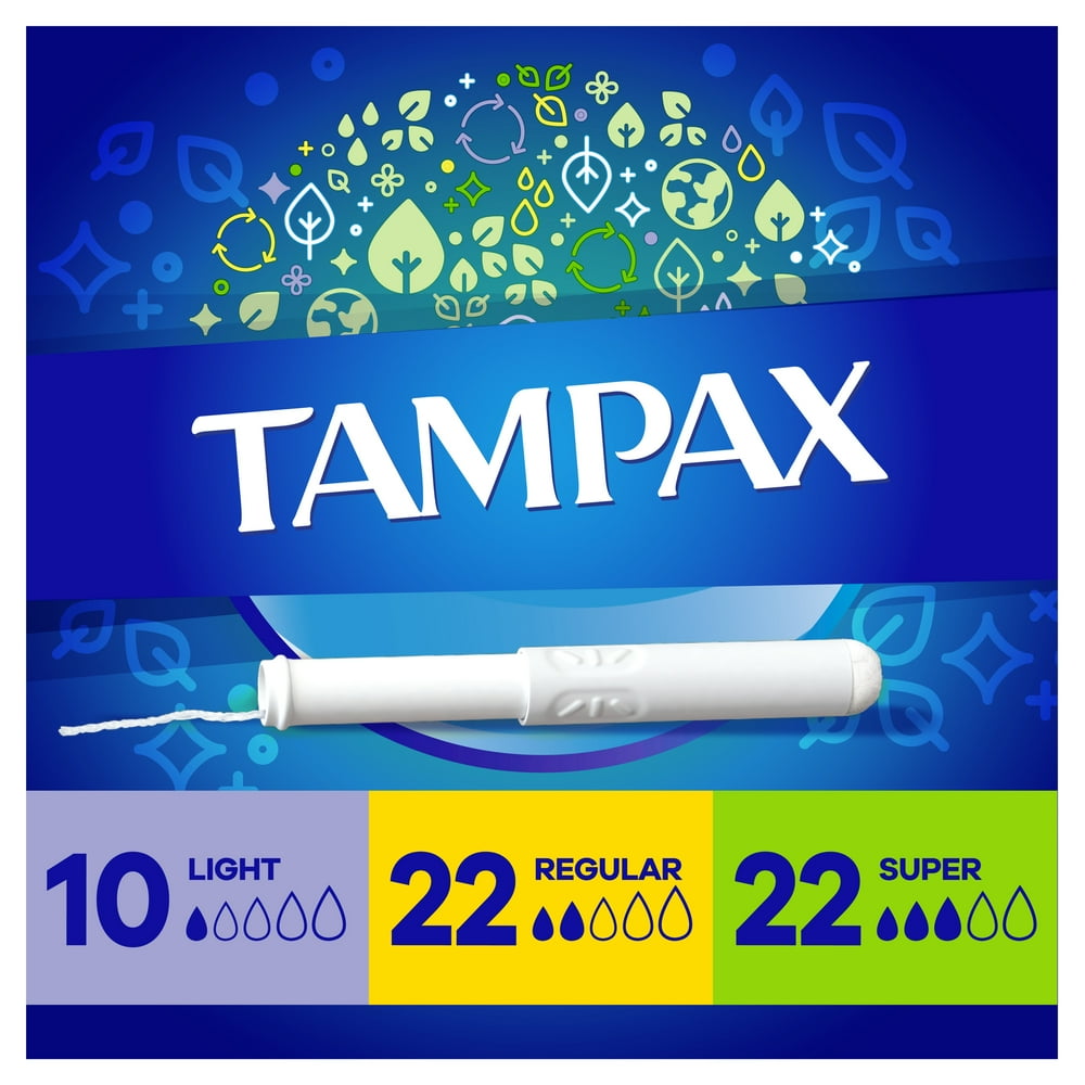 Tampax Cardboard Tampons Mixed Absorbencies, Unscented, 54 Count