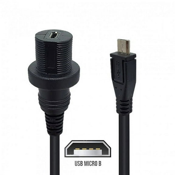 CY 1m Waterproof Dustproof 480Mbps Micro USB2.0 5Pin Male to Female Extension Data Power Cable Car Panel Mount Design