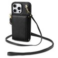 thumbnail image 2 of BKS-003 For iPhone 16 Pro Case Tri-Fold Card Holder Kickstand TPU Leather Back Cover with Shoulder S, 2 of 5