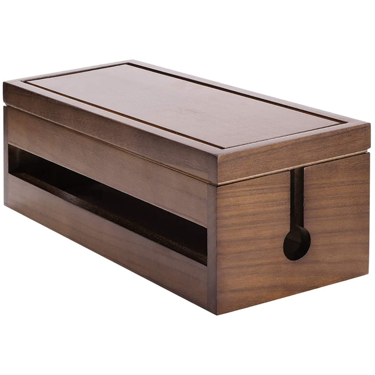2 Pcs Cable Management Box Wooden Cord Organizer Box for Extension Cord Power-Wood Color & Coffee Color