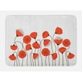 thumbnail image 1 of Flower Bath Mat, Poppy Flowers Blossom Art Deco Style Summertime Garden Modern Repetition, Non-Slip Plush Mat Bathroom Kitchen Laundry Room Decor, 29.5 X 17.5 Inches, Vermillion and Pearl, Ambesonne, 1 of 2