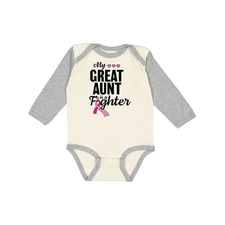 

Inktastic Breast Cancer Awareness My Great Aunt is a Fighter Gift Baby Boy or Baby Girl Long Sleeve Bodysuit