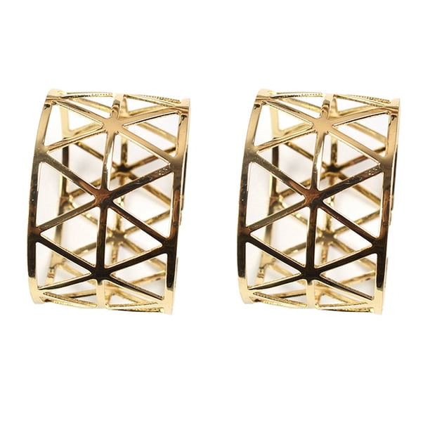 12 Uds Anillos de Servilleta Huecos Geométricos Dorados Soporte de Servilleta