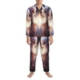 thumbnail image 3 of Naloa Fox Couple Men’s Pajamas Set - Long Sleeve Button Down Sleep Shirt and Pajama Bottoms Sleepwear Set-Medium, 3 of 7