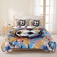 thumbnail image 3 of Twin Quilt Set 68''x86'', Sports Football, Minimalist Painted Art Lightweight Summer Bedspread Coverlet Set with 2 Pillow Shams, Breathable All Season Quilt Bedding for Dorm/Bedroom, 3 of 9