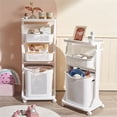thumbnail image 2 of 17"×13"×32" 2-Tier Laundry Basket, Sorting Hamper for Laundry with Wheels Small Clothes Storage Organizer Shelf Rolling Cart for One Person, 2 of 9