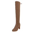 thumbnail image 2 of TIREOW Women's Over The Knee Suede Boots Sexy Pointed Toe Solid Color Thigh High Chunky High Heel Boot Pull On Stretchy Long Boots Zipper Lace Up Long Boots, 2 of 4