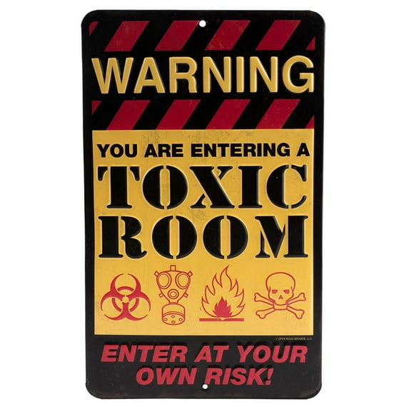 Warning Toxic Room Embossed Metal Sign