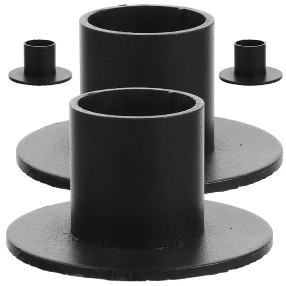 TITINICE 4Pcs Retro Style Black Candle Holders Metal Pillar Candle Stand Decorative