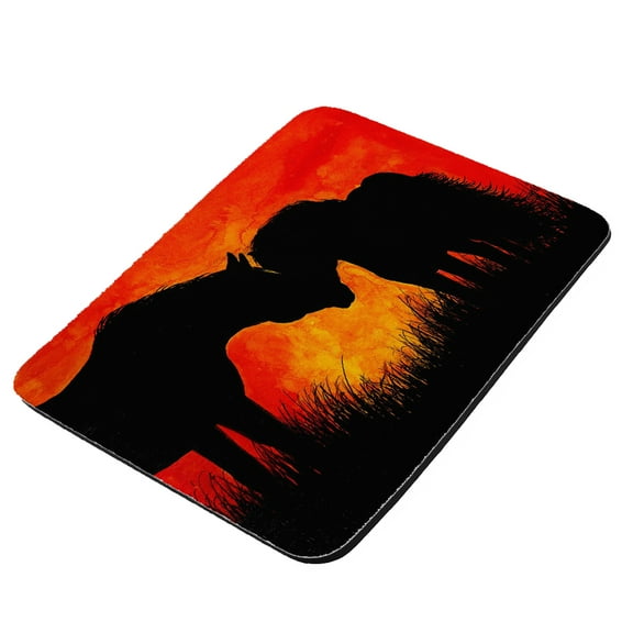 Warmblood Horse and Shetland Pony at Twilight Abstract Horse Art by Denise Every - KuzmarK Mousepad / Hot Pad / Trivet